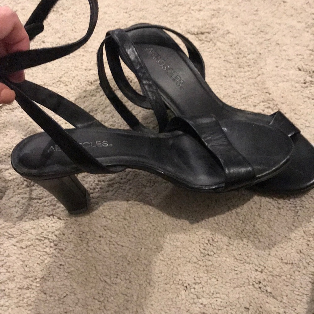 Blk ankle wrap heels